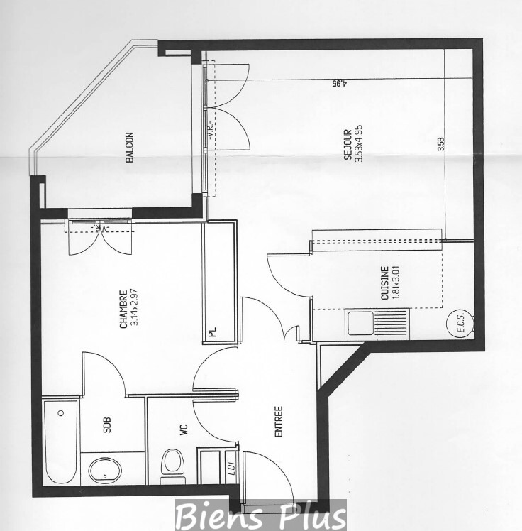 2 Pièces Coignieres + box + parking + balcon